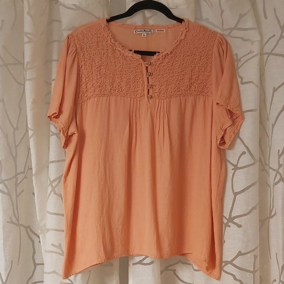 BOHO Chic Peach Vintage Blouse XL - Picture 1 of 7